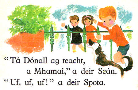 Image from children’s reader - Uf, uf, uf a deir Spota (Uf, uf, uf says Spot)