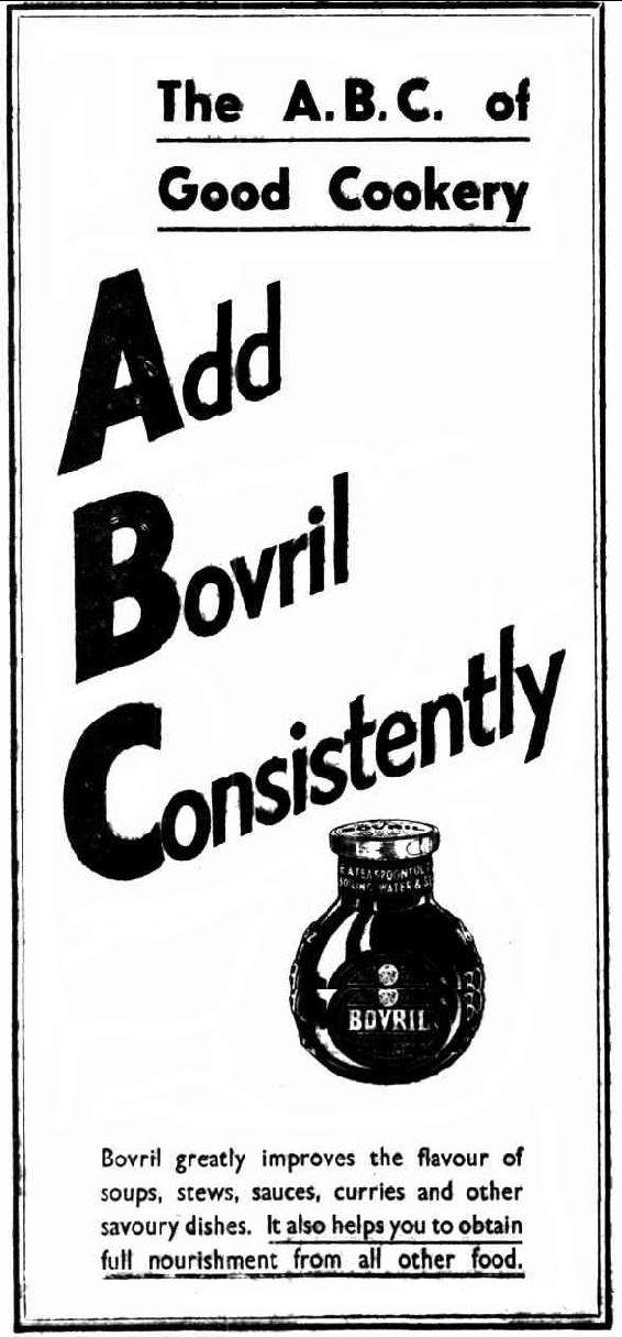 Advert: The A.B.C. of Good Cookery; Add Bovril Consistently
