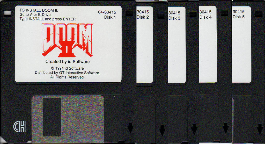 DOOM II installation floppy disks × 5