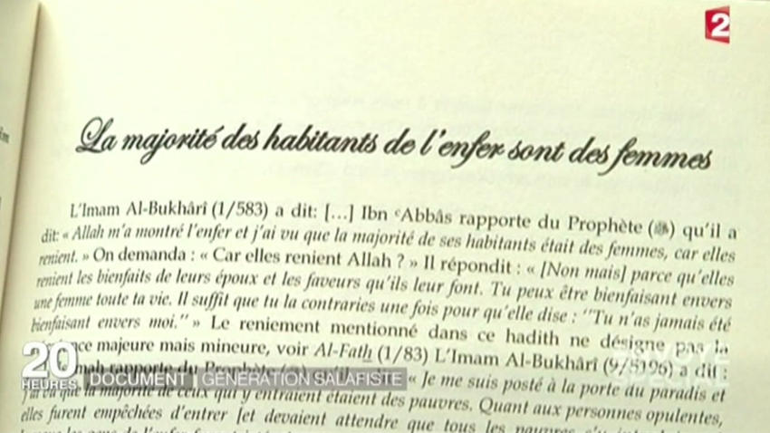Salafist book chapter titled The majority of hell's inhabitants are women