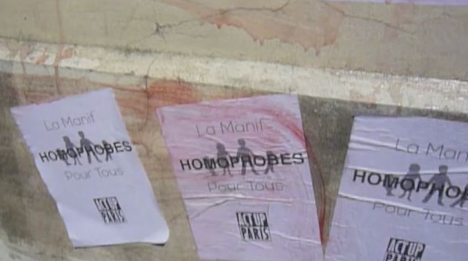 Posters on the wall of the Jérôme-Lejeune Foundation